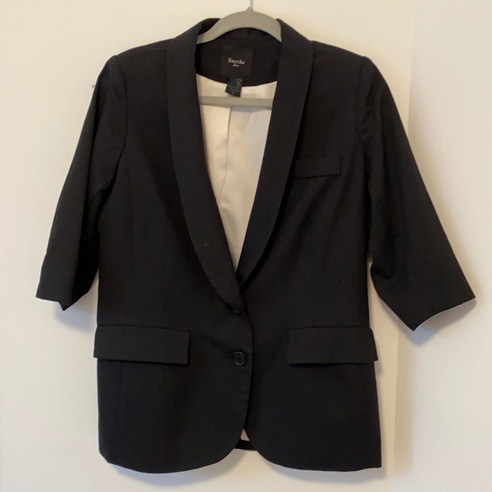 Smythe “Copine” Black Wool Blazer Half Sleeve 10